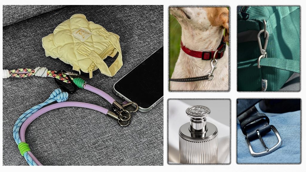 Our products portfolio includes phone strap, pet collor, bag strap, perfume bottle metal cap, belt and belt buckle