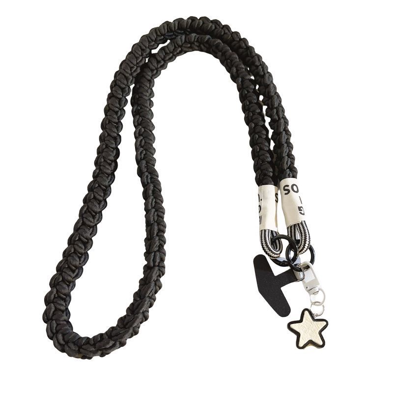 Black braided strap for cell phone