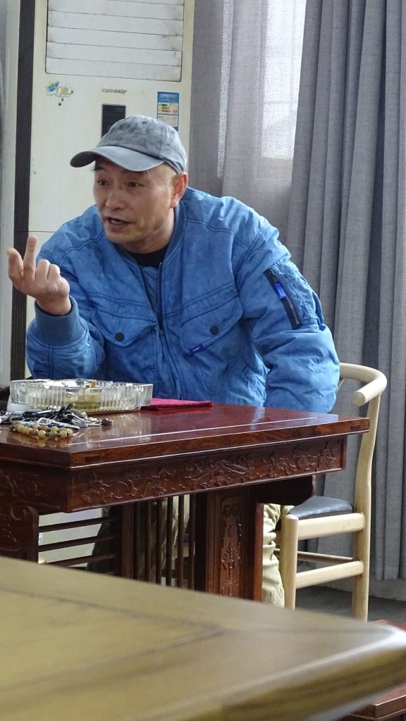 Talking to clients at the office