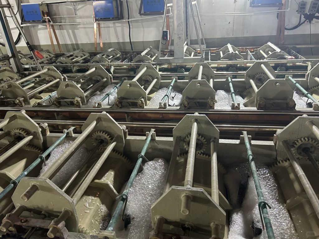 Barrel plating procedure inside a factory